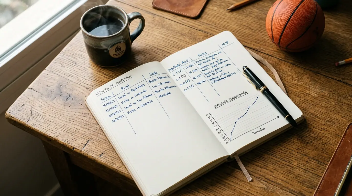 Cuaderno de registro detallado de apuestas deportivas con columnas de fecha, cuota, stake y resultado